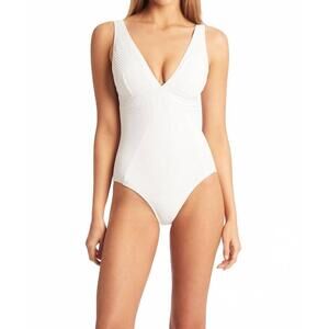 NEW SEA LEVEL AUSTRALIA spinnaker panel line multifit one piece swimsuit in whit